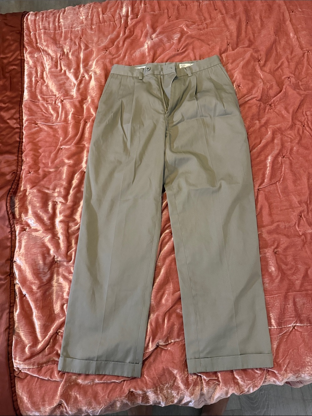 John W. Nordstrom Olive Green Pleated Men's Trousers